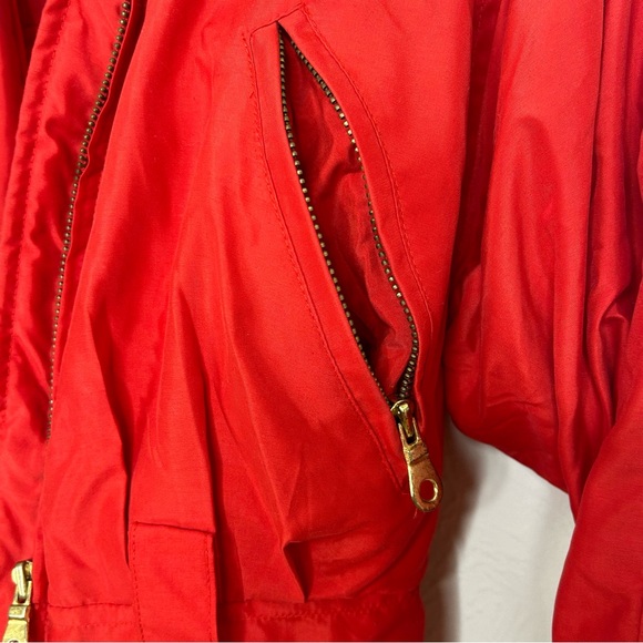 Andrew Marc New York Vintage Snow Ski Jacket Bright Red Brown Fur Collar Gold - Picture 7 of 11